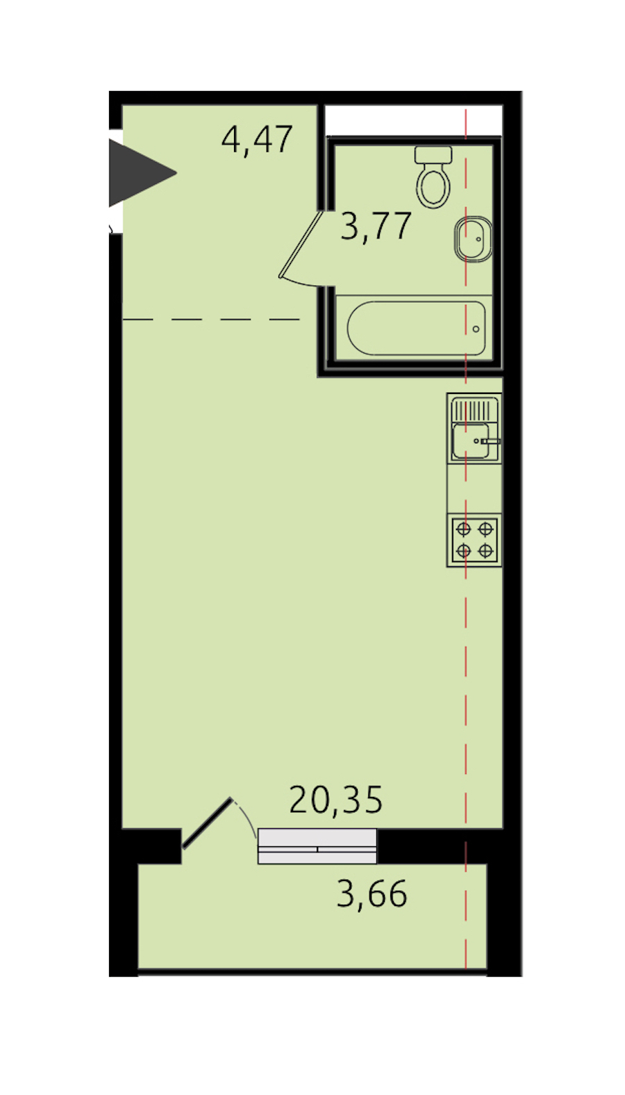 Квартира студия 28.87 м², 18/19 эт., ЖК «Новые горизонты 2»
